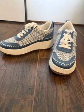 Kids Blue & White Platform Sneakers